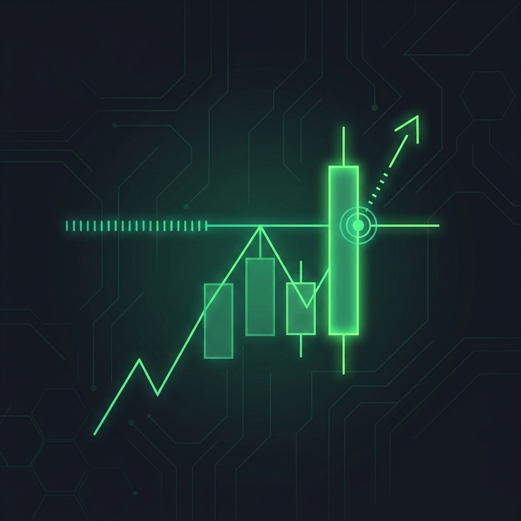 Visual diagram showing price aggressively pushing past a previous swing high in an uptrend, confirming continuation