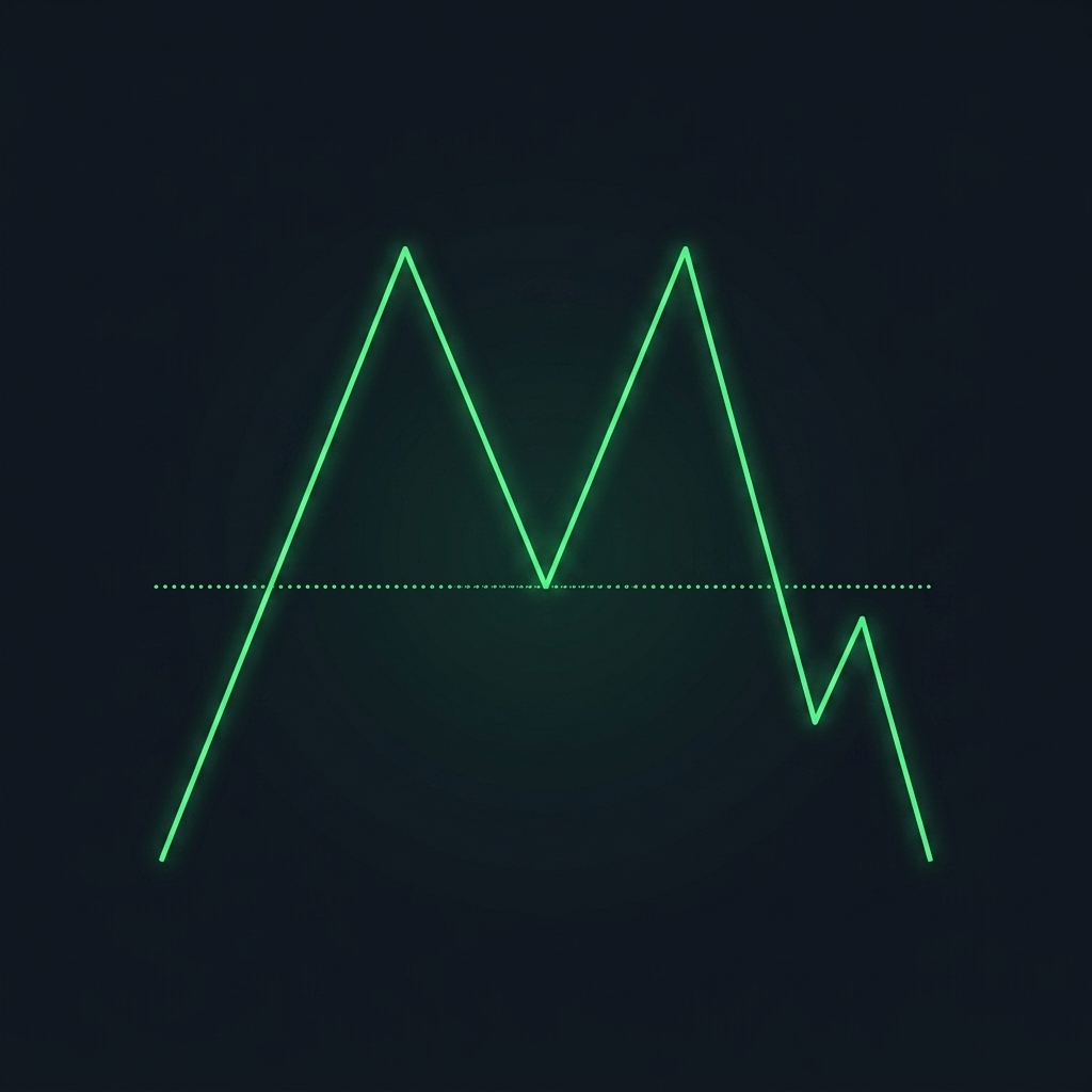 Visual diagram showing price rejecting a resistance level twice, forming an 'M' shape, followed by a break of the neckline
