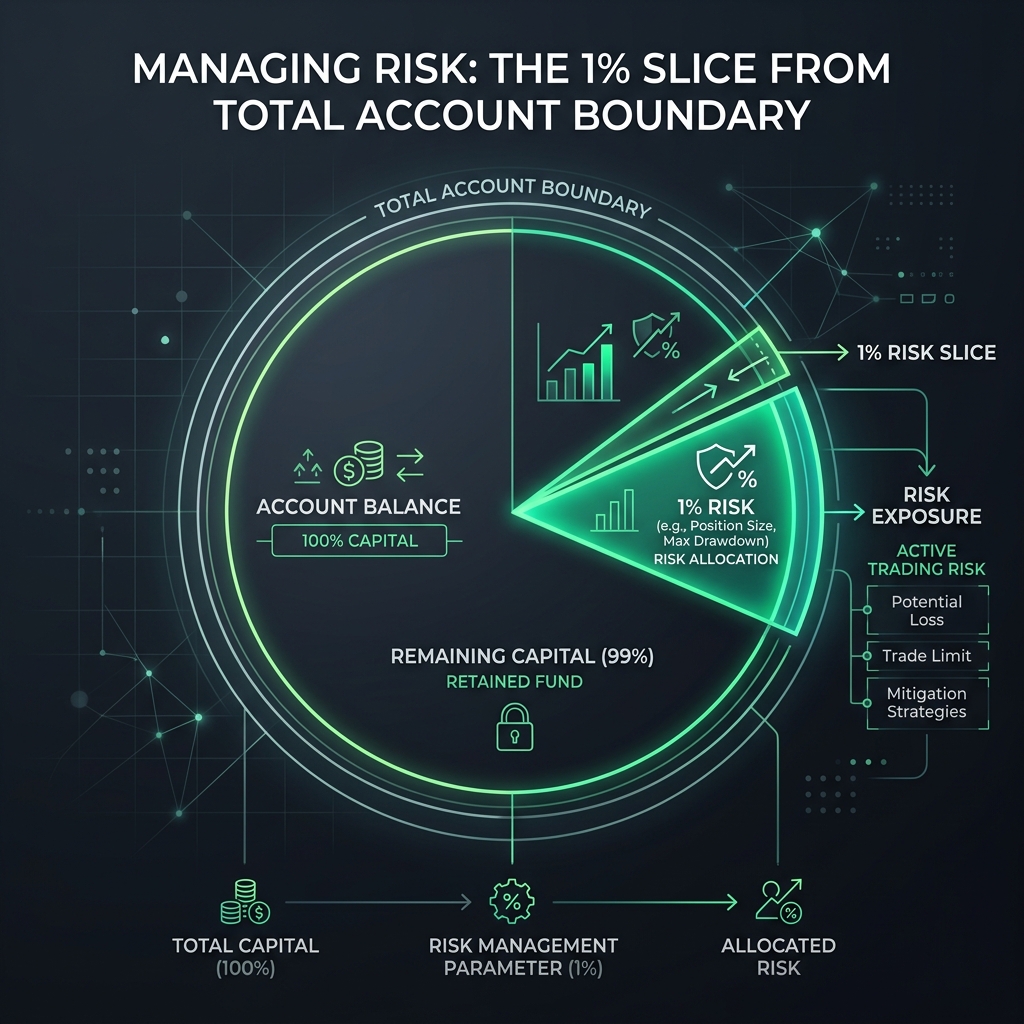 Visual diagram showing a 1 percent slice of risk taken from a total account boundary